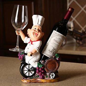 OLizee Fat Chef Resin Decorative Wine Bottle Holder Rack 243112CM