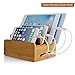 Bamboo Charging Station, Upow 4-Port USB Multi-device Cords organizer and Smart IC Tech Fast Charge for iPhones, iPad, Smasung Galaxy, Nexus and More Phones and Tablets (Bamboo)