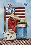 Freedom Birdhouses Spring Garden Flag Patriotic Primitive Birds 12.5