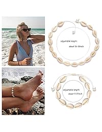 XOCARTIGE Puka Shell Choker Necklace Sea Shell Necklace Anklets Set Summer Beach Jewelry