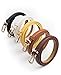 Set of 5 HBY Women Metal Fashion Skinny Leather Belt Elastic belt solid color, One Size Fits 30-34.