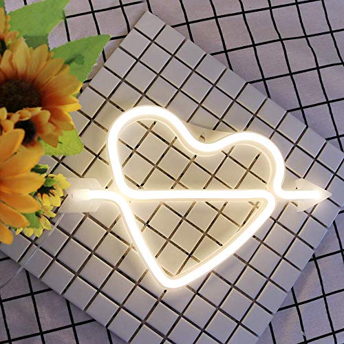 XIYUNTE Cupid Bow Neon Light Sign Led Wall Light Battery or USB Operated White Neon Signs Cupids Bow Light up for Kids Room,Party,Bar,Valentine's Day,Wedding,Christmas