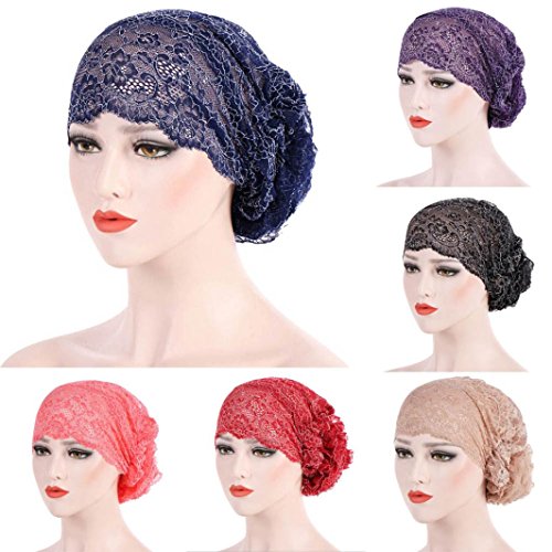 image for Nacome Lace Cap for Puerpera,Women Lace Bonnet Hat Turban Cancer Chemo