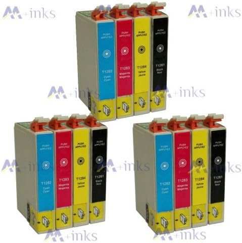 AA+inks Compatible Ink Cartridges Replace for Epson T1285 ET1281 use Stylus SX420W SX425W SX430W SX435W (12PK - 3x T1281 3x T1282 3x T1283 3x T1284)