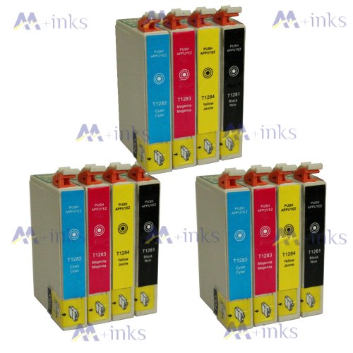 AA+inks Compatible Ink Cartridges Replace for Epson T1285 ET1281 use Stylus SX420W SX425W SX430W SX435W (12PK - 3x T1281 3x T1282 3x T1283 3x T1284)