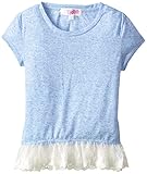 Derek Heart Big Girls' Short Sleeve Top with Lace Hem