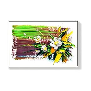 Framed Canvas Home Artwork Decoration Oil Flowers Canvas Wall Art for Living Room, Bedroom - 16x24 inches