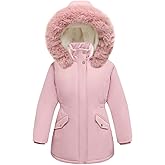 Vryndelle Little Girls Long Coat Winter Puffer Jacket Fleece Parka Snow Waterproof Clothes