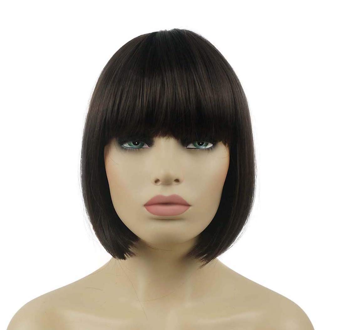 Lydell 8" Straight Short Bob Wig Cute Grace Dot Skin Top Synthetic Wigs Brown โ image 1
