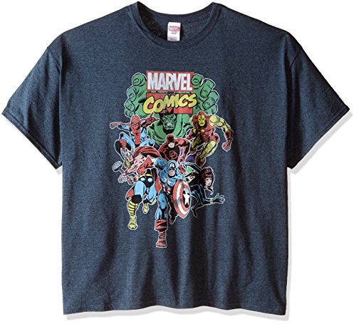 Marvel Men's Big-Tall Comics Vintage Group T-Shirt, Dark Heather, 5X-Large