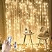 Curtain Lights String,9.8Ftx9.8Ft 300 LED Hanging Fairy Lights for Bedroom Wall Decor,Remote with 8 Modes & Timer Function