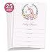 DB Party Studio Baby Shower Invitations Unicorn Gender Neutral Floral Wreath Blank Invites with Envelopes ( Pack of 25 ) Large 5x7” Fill In Boy Girl Infant Mom-To-Be Child Flowers Newborn Babe VI0076B
