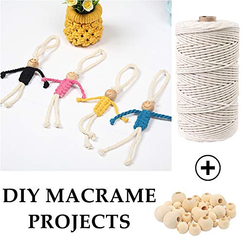 120pcs Macrame Kits For Beginners 3mm X 109yards Natural Cotton Macrame