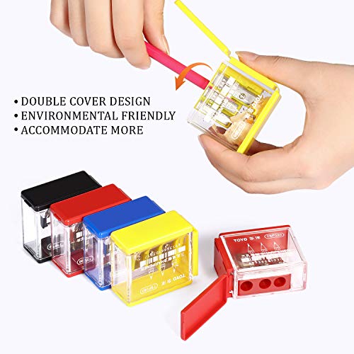 image for Outus 12 Pieces Manual Pencil Sharpener Portable 3 Holes Rust-proof Sp
