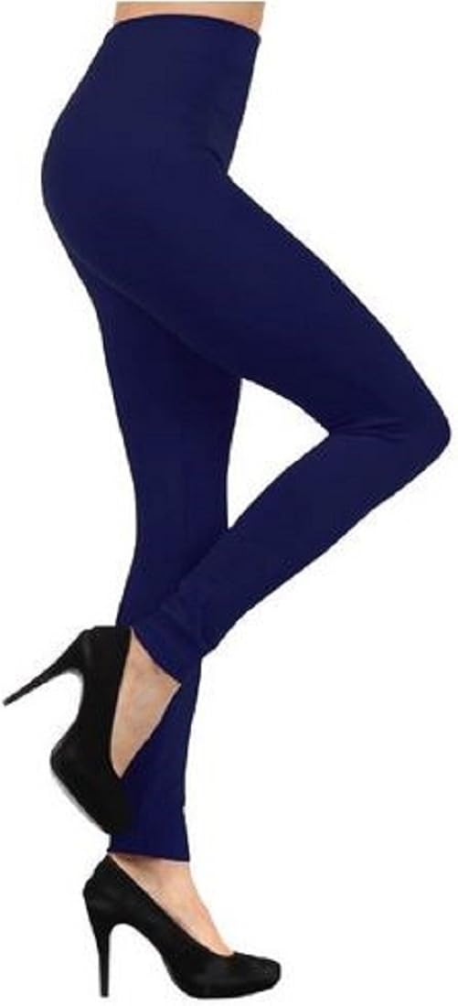 Seamless Navy Fleece Lined Winter Leggings One Size Fits Most at