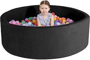 TRENDBOX Extra Large Foam Ball Pit for Toddlers, 47x14 inch Soft Baby Ball Pit with Washable Velvet Cover (Balls not Included)- Black