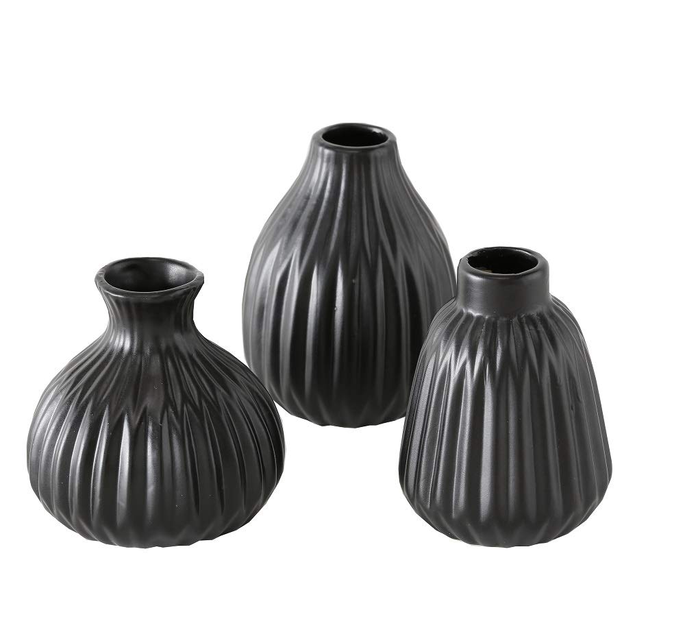 3 x Vase Esko Black Height 12 cm