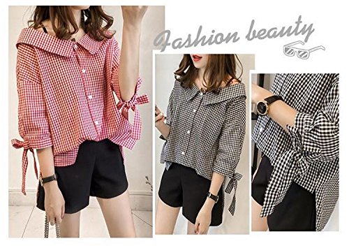 Amazon オフショル ギンガムチェックシャツ コーデ レディース