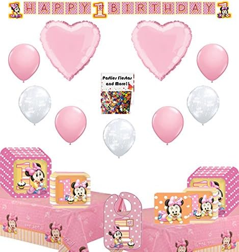 Baby Minnie Mouse 1st Birthday Party Tableware Pack for 16 Guests