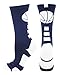 MadSportsStuff Basketball Socks with Basketball Logo Crew Socks (Navy/White, Large)