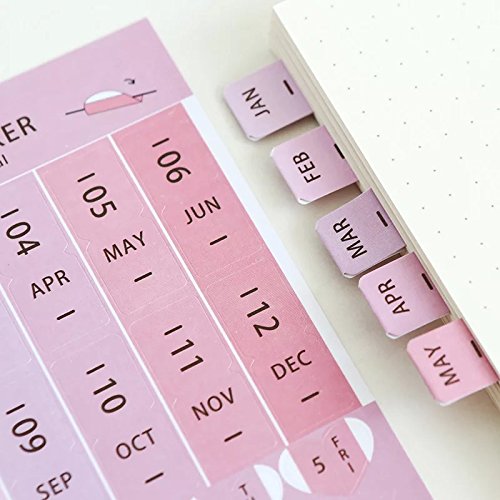 US 2018 Calendars Stickers for Bullet Journal/Planners/Agenda/Books/Diary, Easy to Peel and Stick Monthly Index Dividers, Self Adhesive Tabs,4 DIY sticky Paper & 4 DIY sticky PVC (8 sheets ) - Thumbnail 3