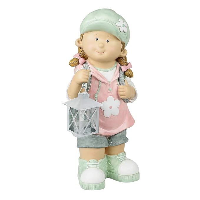 Formano Deko-Figur Mädchen mit Laterne, Höhe: 42 cm, aus Magnesia, stehend, Weiß-Rosa-Grün-Blau, 1 Stück