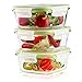 3 Pieces Glass Food Storage Container Set with Snap Locking Lid,Airtight,Microwave,Oven,Freezer,Dishwasher Safe,BPA-Free
