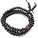 KONOV Mens Womens Wool Bracelet, Tibetan Buddhist Sandalwood Beads Prayer Mala Necklace, Black