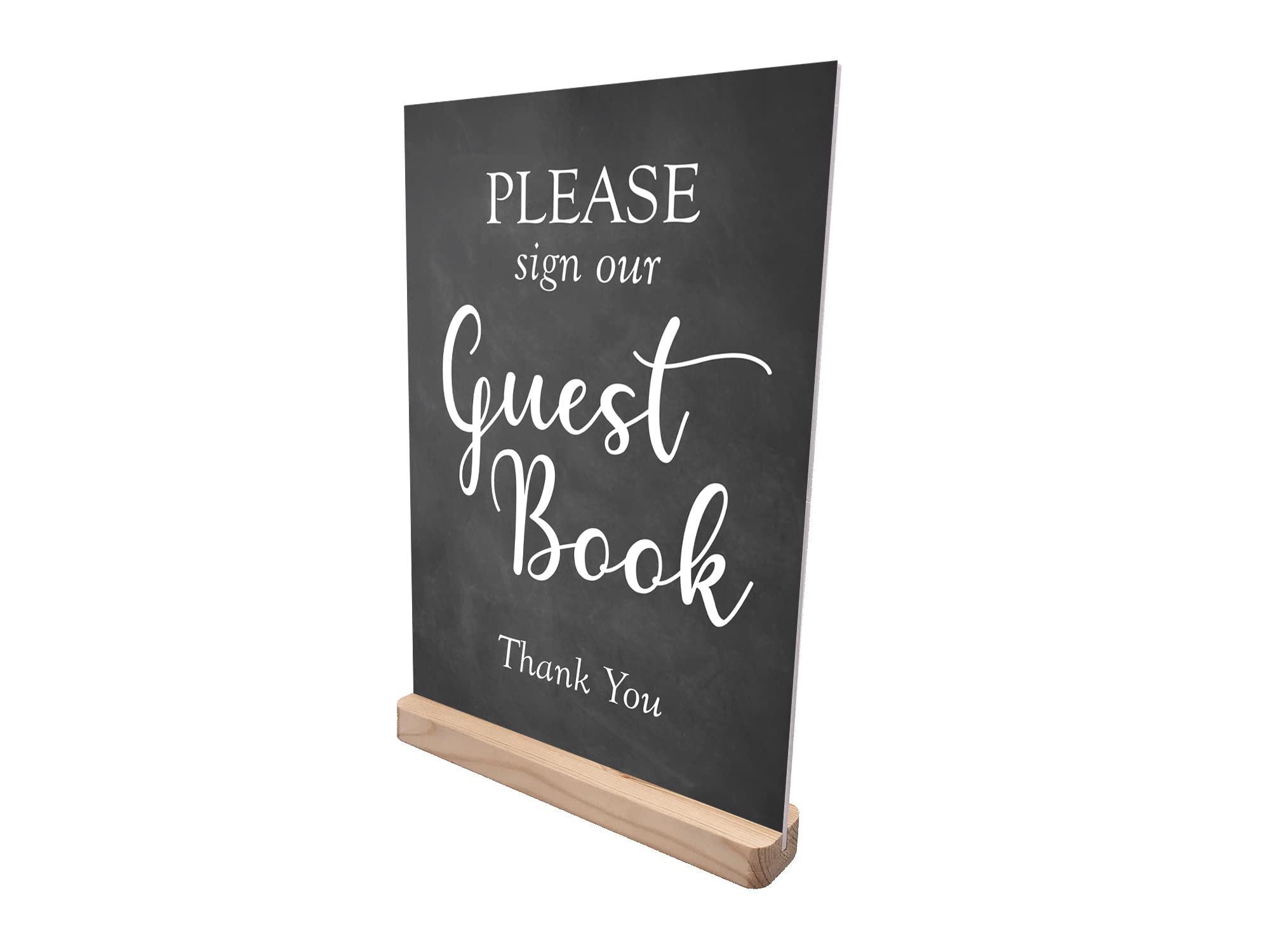 Please Sign Our Guest Book Sign - Guest House, Visitor, Reception, Birthday, Party, Wedding Décor, Freestanding Table Sign (Blackboard Effect)