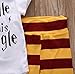 Baby Boys Girls Letter Print Short Sleeve Bodysuit Striped Pants Outfit Hat (80 (6-9 Months), Short Sleeve)