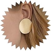 Aneneiceera Boho Coin Disc Studs Earrings Large Gold Disc Earring Circle Drop Earrings Big Round Coin Earring Minimalist Geometric Statement Earrings Jewelry for Women (Gold)