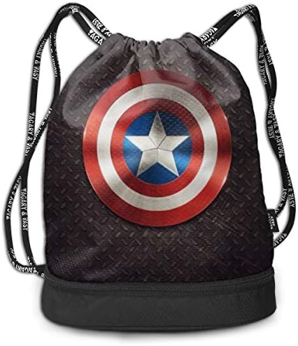 MPJTJGWZ Drawstring Bag Stylish Captain America Shield Lightweight Sackpack Sport Gym Bundle Backpack