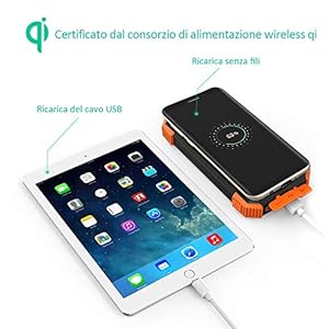BLAVOR Solar Power Bank 10000 mAh Caricabatterie Solare Portatile LED Impermeabile Antiurto per Il Cellulare iPad… - immagine 4