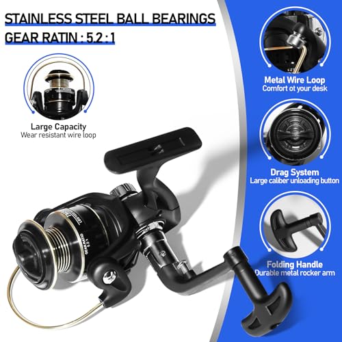 Telescopic Fishing Rod and Reel Combo Kit, 2PACK 6.9FT Carbon Fiber Collapsible Rods, Spinning Reels, Lures and Carrier Bag, Saltwater & Freshwater Travel Fishing Gear for Adults