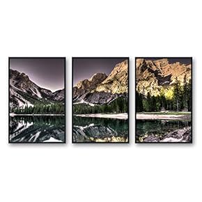 Framed Canvas Wall Art for Living Room, Bedroom Beautiful Nature Norway Landscape Canvas Prints for Modern Home Decoration Ready to Hang - 16"x24"x3 Panels