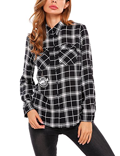 Zeagoo summer women s roll up sleeve casual loose boyfr…