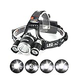 Led headlamp, Mifine 5000 lumen headlamp Waterproof Head Flashlight Light with 2 Rechargeable Batteries USB Cable Wall Charger for Outdoor Sports