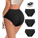 Gemfit Seamless Period Underwear for Women Heavy Flow - High Waisted Menstrual Panties Leakproof Absorbent Briefs 3 Pack