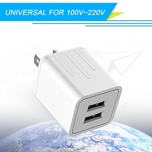 JAHMAI Wall Charger 21W 4.2A Dual-Port Portable USB Travel Wall Charger Phone Charger Adapter for iPhone X, 8, 7, 6S, Plus, 5S, iPad , Galaxy S7, S6 Edge Plus, S5, Nexus, HTC more(White)