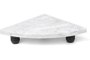 GMYIAK Marble Riser Decor Pedestal Tray, Decorative Pedestal Stand for Kitchen Counter Display (White-S)