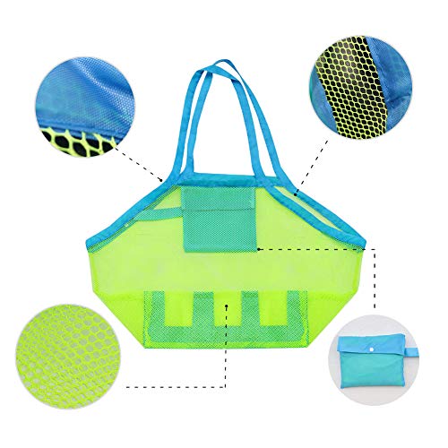 Yingyi Beach Mesh Tote Bag Beach Toys Organizer Storage Bags Sand Away Bag Beach Toy Tote Beach Toy Bag for Kids Mesh Beach Bag for Toys Beach Storage Pool Boat