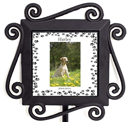 Wrought Iron Pet Memorial Garden Stake with Personalized Ceramic Tile Insert - Thumbnail 3