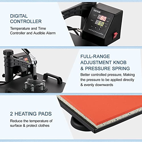 VEVOR Heat Press 15x15 Inch 8 in 1 Heat Press Machine Digital