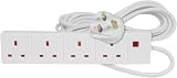 MERCURY 3m 4 Gang Extension Lead Multi Plug Power Strip Fused 13A Wall Mount UK view 9