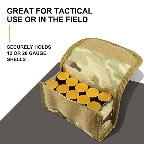 Kosibate 10 Round Shotgun Shotshell Reload Holder Molle Pouch for 12 Gauge/20G (CP)