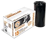 Contractor Trash Bags 55 Gallon Drum Liner Flat Cut Top Superior Strength Black 3.0 Mil 15 Count - Bilt-Tuf