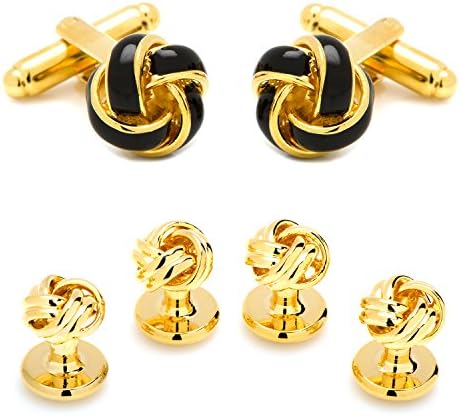Ox and Bull Gold &amp; Black Knot Tuxedo Cufflinks &amp; Stud Set