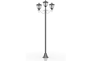 GRELUNA 72" Solar Lamp Post Lights, Triple-Head Street Vintage Outdoor Post Light for Garden, Lawn, Planter Not Included