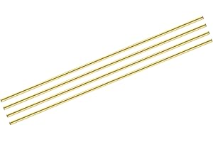 MECCANIXITY 4pcs Brass Rods (5mm) 3/16 Inch x (300mm) 12 Inch Brass Solid Round Stock Lathe Bar for Knife Handles Pin DIY Cra
