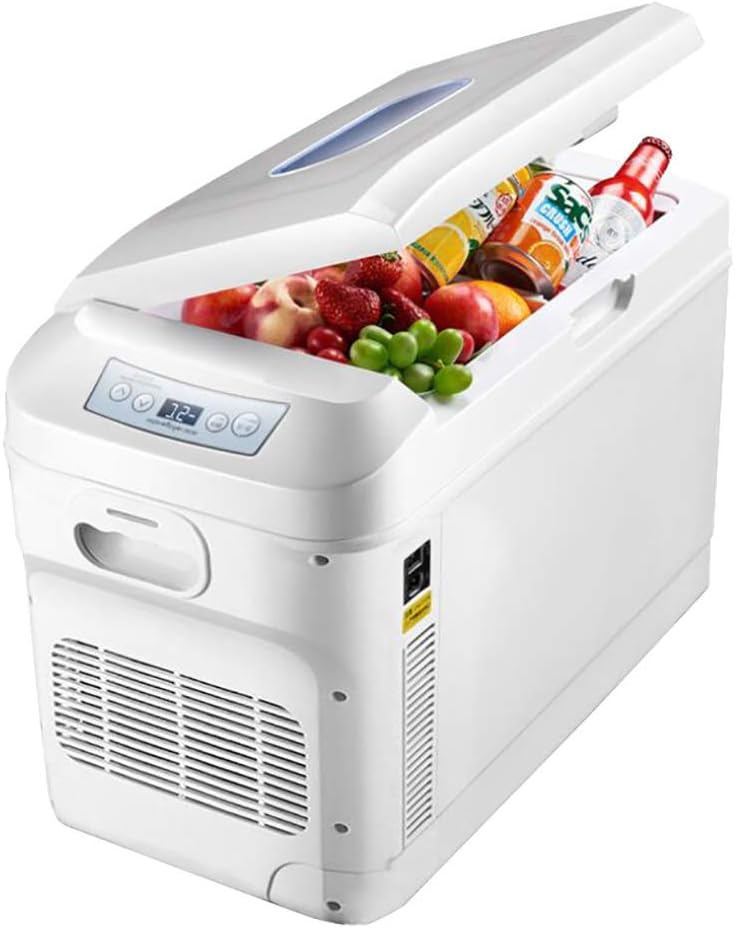 28L Portable car Refrigerator/car and Home 12v / 24v / 220V hot and Cold Portable Electric Refrigerator Free Outdoor Portable Mini Refrigerator,White